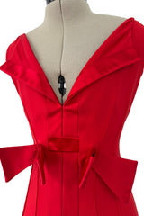 Prettiest 2000s Valentino by the Original Mr Valentino Red Dress w Bows & V Front