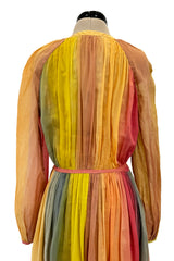 Gorgeous Spring 2020 Christian Dior Sunset Striped Cotton Dress w Silk Chiffon Under Slip