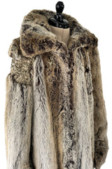 Incredible Fall 2001 Chloe by Stella McCartney Faux Fur Runway Look 1 Coat w Bead & Crsytal Detail