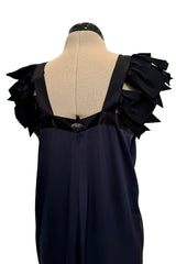 Exceptional Cruise 2009 Chanel by Karl Lagerfeld Blue Silk Deep Front Plunge Dress