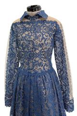 Phenomenal Fall 2013 Valentino by by Maria Grazia Chiuri & Pierpaolo Piccioli Runway Look 54 Dusty Blue Lace Dress