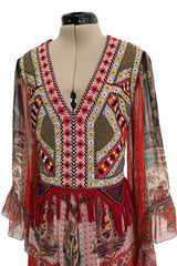 Spring 2020 Etro by Veronica Etro Runway Look 29 Printed Silk Chiffon Dress w Beaded & Embroidered Bodice