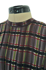Prettiest Spring 2004 Prada Runway Look 31 Feather Light Grey & Green Silk Chiffon Plaid Dress
