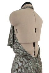 Incredible 2005 John Anthony Couture Runway Sample Hand Beaded & Sequin Plunge Dress