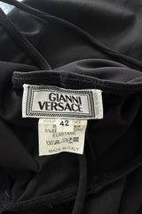 Amazing 1990s Gianni Versace Black Stretch Jersey Dress w Completely Open Lace up Back & Side Slit