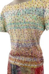 Outstanding Spring 2001 Oscar de la Renta Runway Look 38 Sequin Detailed Sweater & Silk Skirt Set