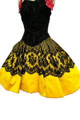 Rare Spring 1988 Christian Lacroix Demi-Couture Luxe Label Strapless Mini Dress w Lace & Bow Details