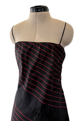 Fall 1978 George Stavropoulos Minimalist Bias Cut Black & Red Silk Dress
