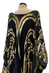 Extraordinary Fall 1992 Paco Rabanne Haute Couture Runway Sample Look 31 Metallic Gold & Black Silk Caftan Dress