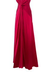 Chic Spring 2008 Alexander McQueen Red Silk Dress w Front Plunge & Knot Detailing