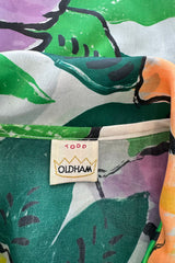 Stunning Spring 1992 Todd Oldham Runway Silk Organza Floral Top w Hand Painted Floral Design