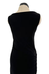 Minimlist Fall 2001 Gucci by Tom Ford Black Stretch Jersey Dress w Draped Neckline & Gathered Sides