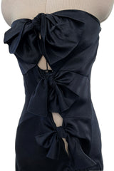 Incredible Spring 2003 Christian Dior by John Galliano Black Silk Open Cut Out Bow Dress w High Slit