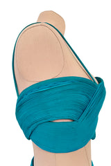 Exceptional Spring 1974 Madame Gres Haute Couture Unlabeled Documented Blue Silk Jersey Skirt & Top