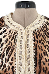 Gorgeous Fall 2005 Christian Dior by John Galliano Leopard Print Goat Skin Jacket w Crochet Detail