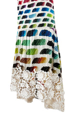 Hugely Documented Spring 2014 Chanel by Karl Lagerfeld Rainbow Print & Lace Runway Dress