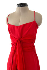 Prettiest Spring 2003 Original Valentino Runway Look 64 Red Silk Dress w Silk Chiffon Ties
