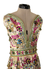Incredible 1960s Malcolm Starr by Elinor Simmons Sequin Beaded Rhinestone Gold Dress