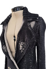 Fantastic Fall 2006 John Galliano Charcoal & Grey Knit Sweater Coat w Metal Buttons