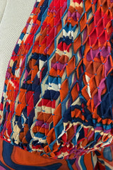 Fantastic 1970 Thea Porter w Documented Print by Sandra Munro Silk Chiffon Mini Dress w Ultra Wide Sleeves