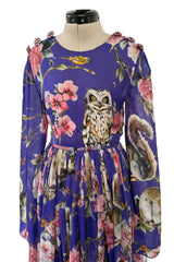 Well Documented Fall 2014 Dolce & Gabbana Runway Look 17 Woodland Creature Silk Chiffon Dress