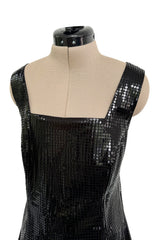 Fantastic Spring 1997 Versace Versus Black Iridescent 'Holographic' Dress as Seen on Fran Drescher