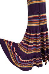 Spring 1977 Christian Dior by Marc Bohan Purple & Multi Coloured Stripe Cotton Jersey Dress