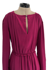 Chic Early 2000s Chloe Deep Burgundy Merlot Coloured Simple Silk Shift Dress w Ties