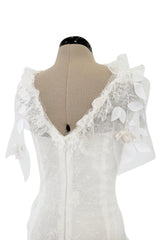 Dreamy Fall 2016 Rodarte Runway Look 40 White Lace, Silk & Net Bias Cut Dress w Hand Done Detailing