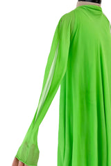 Gorgeous 1970s George Stavroploulos Couture Green Silk Chiffon Caftan Dress