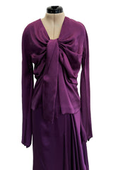 Rare Fall 2007 Christian Dior by John Galliano Runway Look 43 Purple Hammered Silk Top Skirt Dress Set