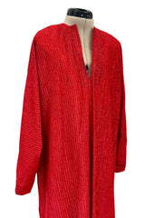 Fabulous 1970s Halston Metallic Red Lame Lurex Full Length Caftan Dress