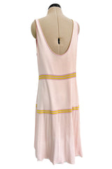 Dreamy Cruise 2004 Chanel by Karl Lagerfeld Pale Pink Knit Dress & Pastel Cardigan Set