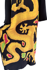 Pre-Fall 2022 Valentino by Pierpaolo Piccioli Black Silk Brilliant Dragon Printed Caftan Dress