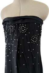 Spring 2007 Christian Dior by John Galliano Black Strapless Inner Corset Dress w Rhinestones & Beads