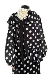 Prettiest Resort 2017 Gucci by Alessandro Michele Black & White Polka Dot Silk Chiffon Dress
