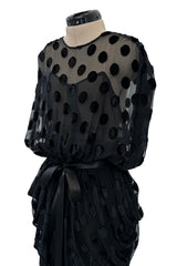 Chic Fall 1979 Givenchy by Hubert de Givenchy Runway Black Silk & Velvet with Inner Slip