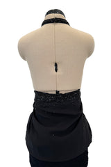 Outstanding Spring 2003 Christian Dior by John Galliano Bias Cut Black Silk Chiffon Dress w Lace Details & Sequin Halter