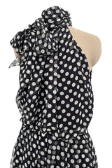 Chic 2006 Alexander McQueen Stark Black & White Polka Dot Silk Chiffon Halter Dress