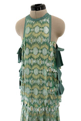 Outstanding Spring 2014 Lanvin by Alber Elbaz Runway Metallic Green & Gold Dress w Ribbon Detailing