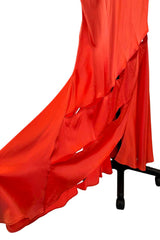 Spring 2004 Roberto Cavalli Runway Look 21 Orange Bias Cut Silk Dress Worn by Juno Temple
