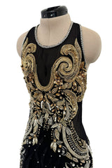 Extraordinary 2015 Roberto Cavalli Runway Feather & Net Dress w Bead & Sequin Detailing