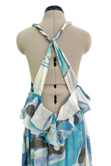 Resort 2011 Emilio Pucci by Peter Dundas Deliberately Faded & Lightly Tie Dyed Feather Light Silk Cotton Blue Print Dress