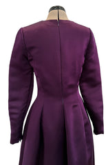 Fall 2002 Oscar de la Renta Runway Look 50 Deep Purple Silk Dress w Hand Applied Patchwork