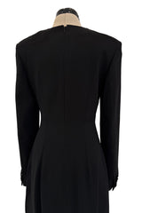 Cruise 2016 Yves Saint Laurent by Hedi Slimane Couture Black Dress w Mesh & Crystal Front