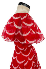 Exceptional & Important Spring 1980 Yves Saint Laurent Runway Red & White Print Silk Organza Dress