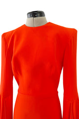 Striking Resort 2019 Alex Perry "Abigail" Brilliant Orange Full Length Capes Sleeve Dress w Open Back