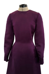 Fall 2002 Oscar de la Renta Runway Look 50 Deep Purple Silk Dress w Hand Applied Patchwork