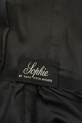 Rare 1950s Sophie Gimbel of Saks Fifth Avenue Black Silk Ribbed Textured Dress