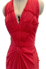 Phenomenal Cruise 2011 Christian Dior by John Galliano Red Silk Chiffon Dress w Pleated Detailing